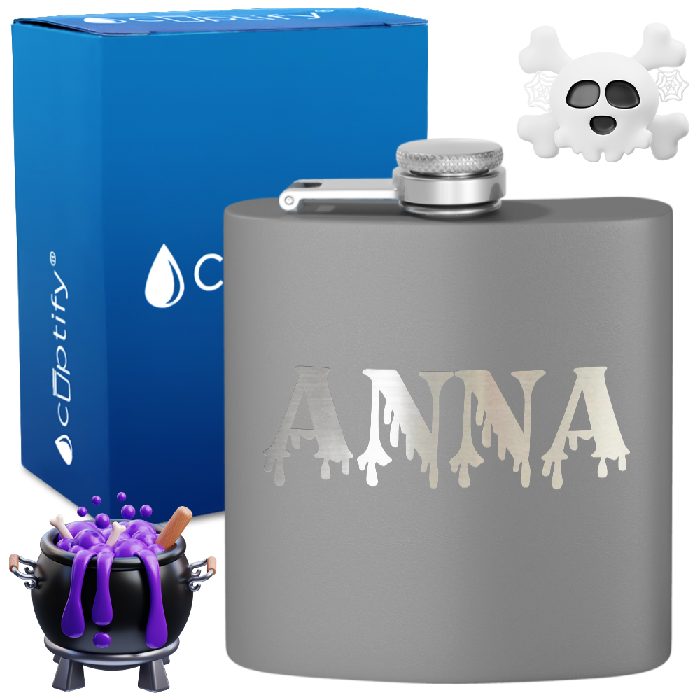 Personalized Bloody Halloween Font 6oz Hip Flask
