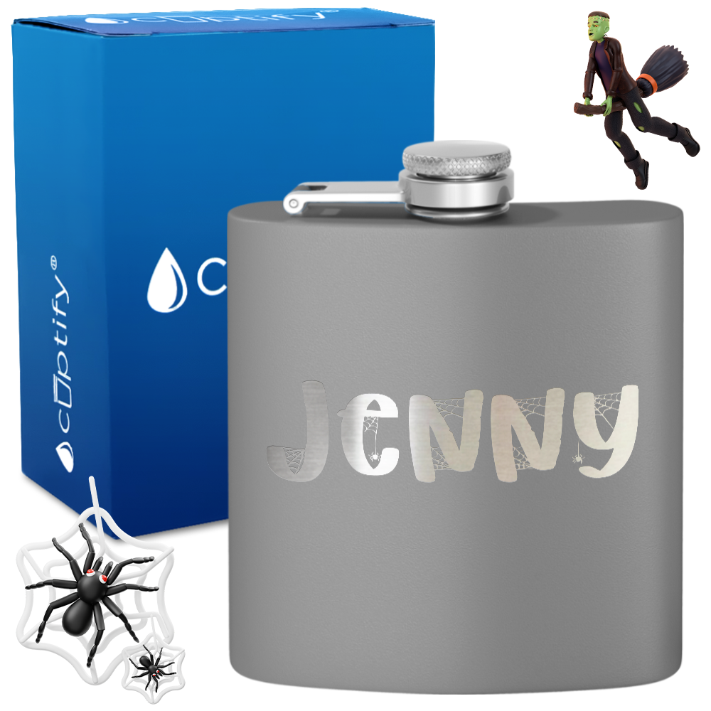 Personalized Spooky Halloween Font 6oz Hip Flask