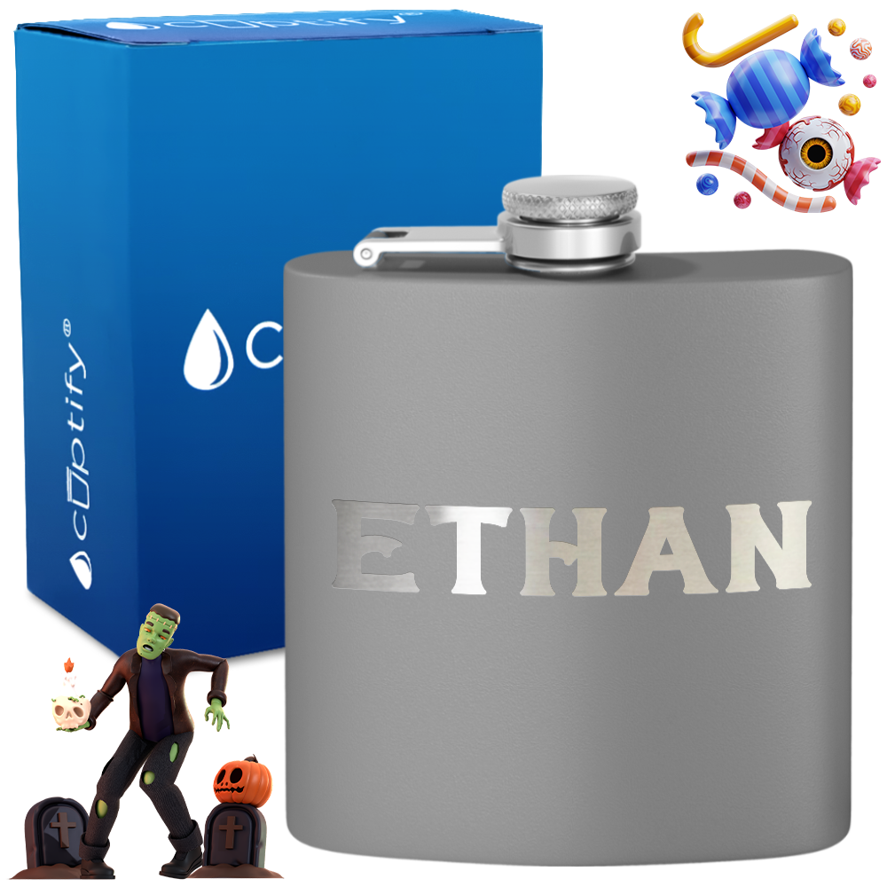 Personalized Grim Halloween Font 6oz Hip Flask