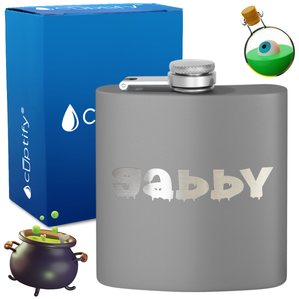 Personalized Haunted Halloween Font 6oz Hip Flask