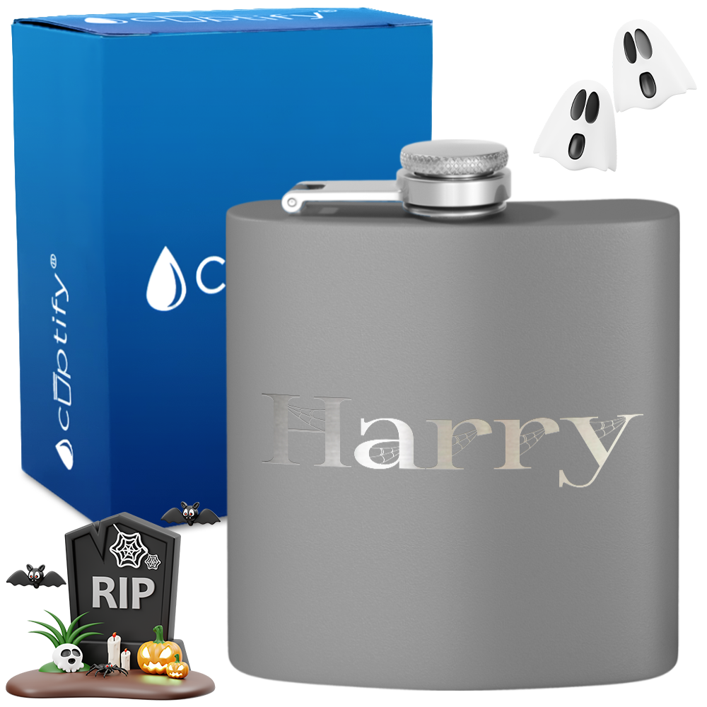 Personalized Wicked Halloween Font 6oz Hip Flask