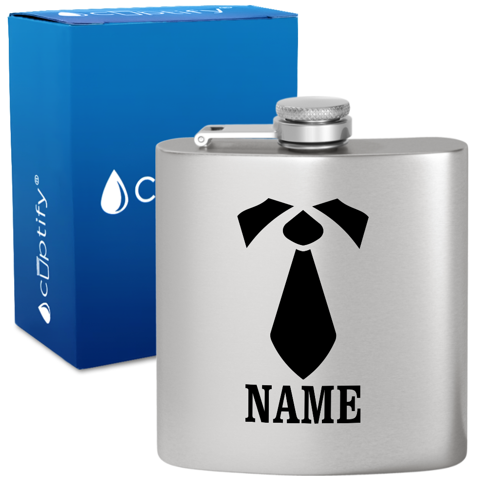 Personalized Neck Tie Groomsmen 6 oz Stainless Steel Hip Flask