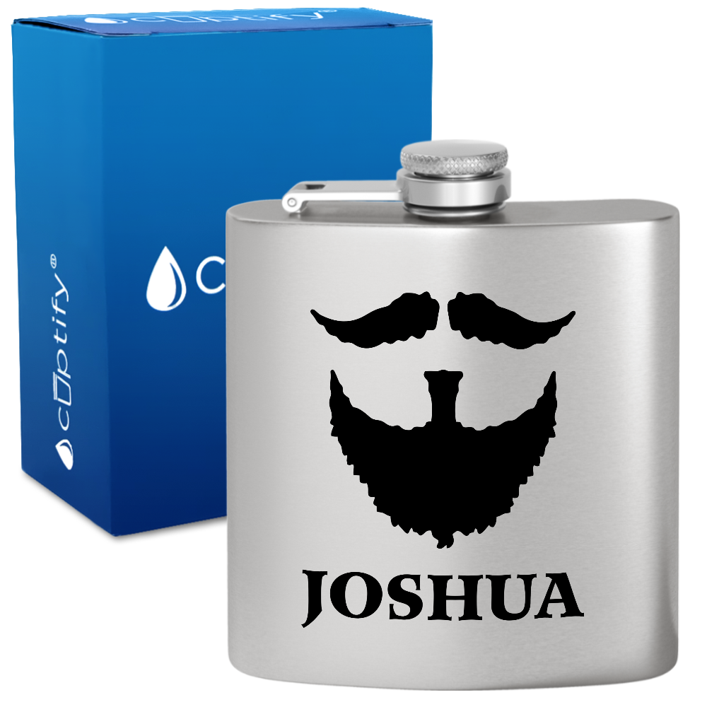 Personalized Beard Groomsmen 6 oz Stainless Steel Hip Flask