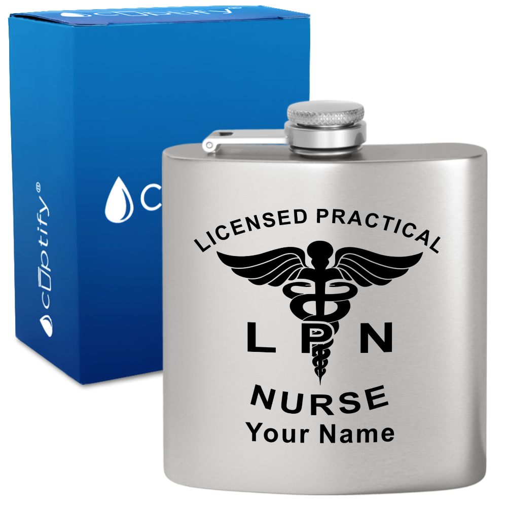 Personalized LPN Licensed Practical Nurse 6oz Stainless Steel Hip Flask
