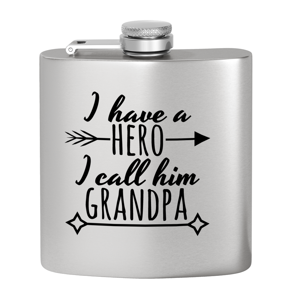 Grandpa Hero 6 oz Stainless Steel Hip Flask