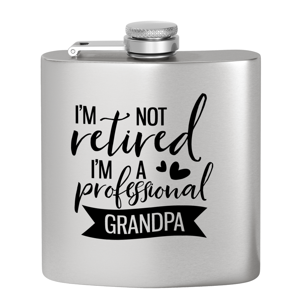 Professional Grandpa 6 oz Stainless Steel Hip Flask