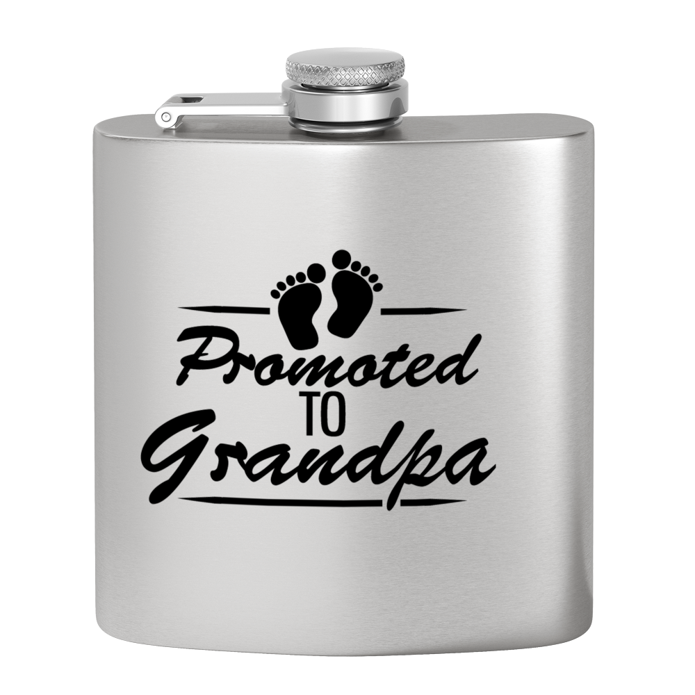 Promoted to Grandpa 6 oz Stainless Steel Hip Flask