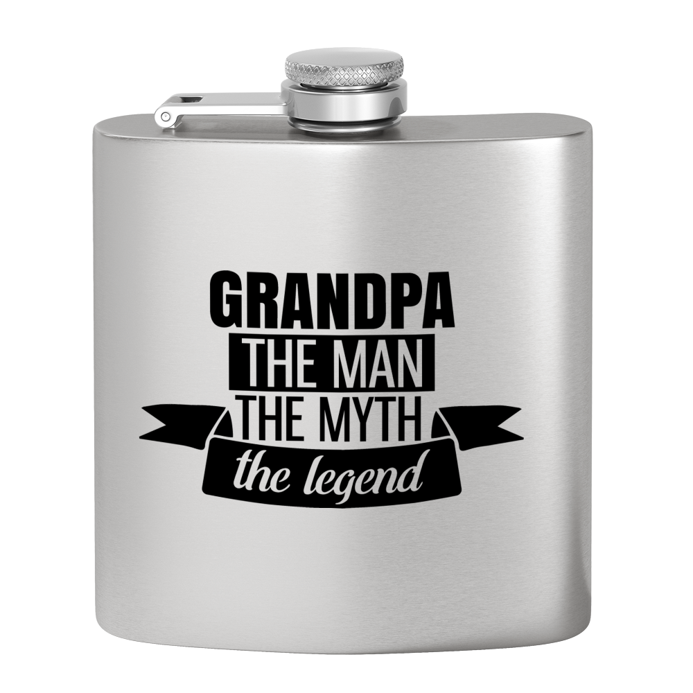 Grandpa The Man 6 oz Stainless Steel Hip Flask