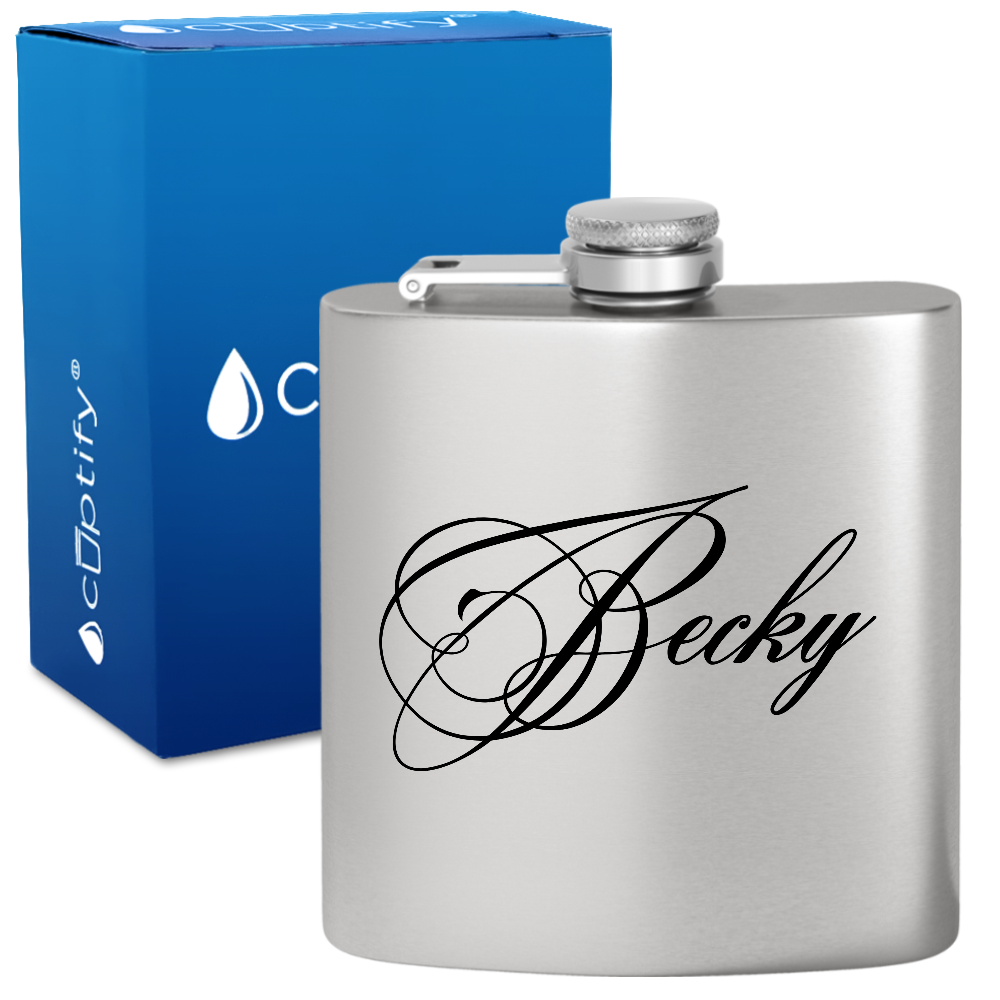 Personalized Decorative Script 6oz Hip Flask