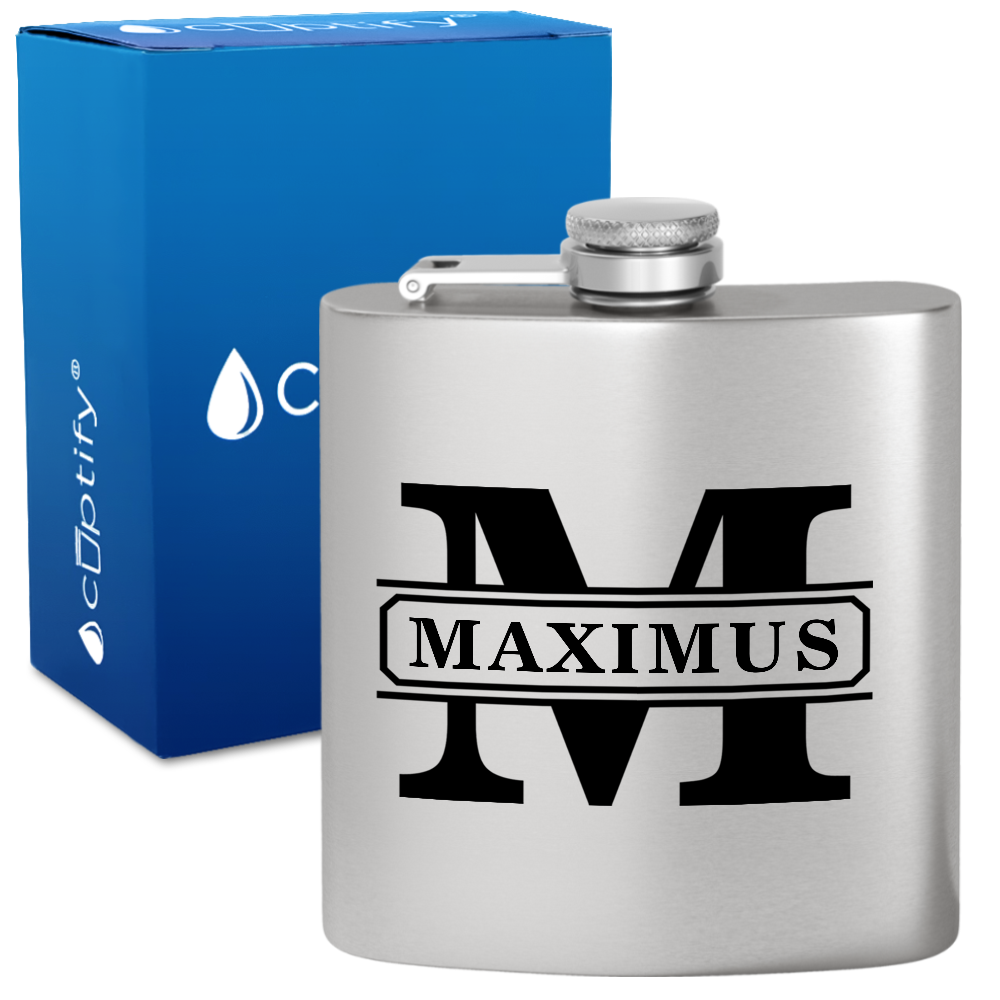 Personalized Vintage Block 6oz Hip Flask