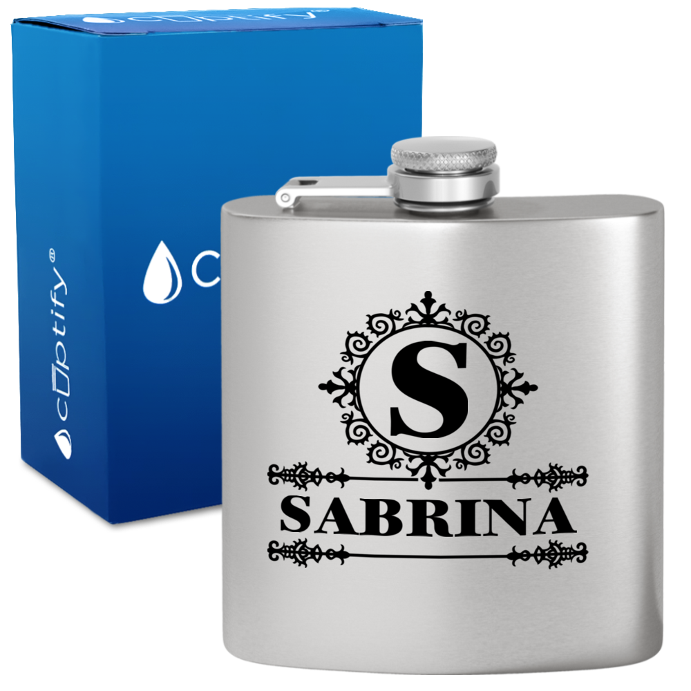Personalized Ultramodern Initial and Name 6oz Hip Flask