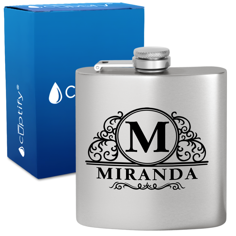 Personalized Elaborate Circle 6oz Hip Flask