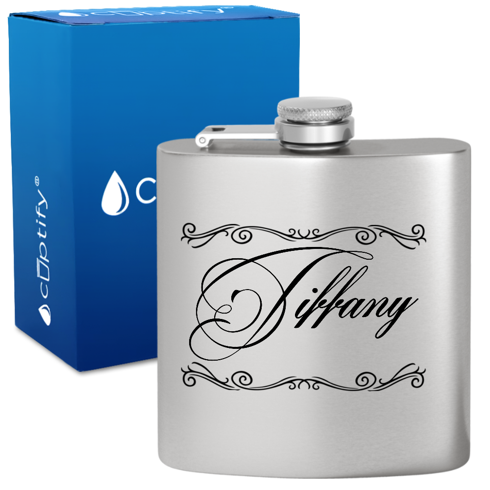 Personalized Scroll Script 6oz Hip Flask
