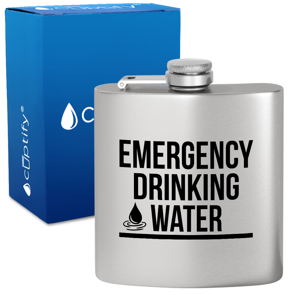 Emergency Drinking Water 6 oz Stainless Steel Hip Flask