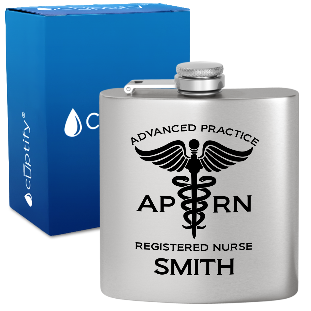 Personalized APRN Advanced Practice Registered Nurse 6oz Stainless Steel Hip Flask