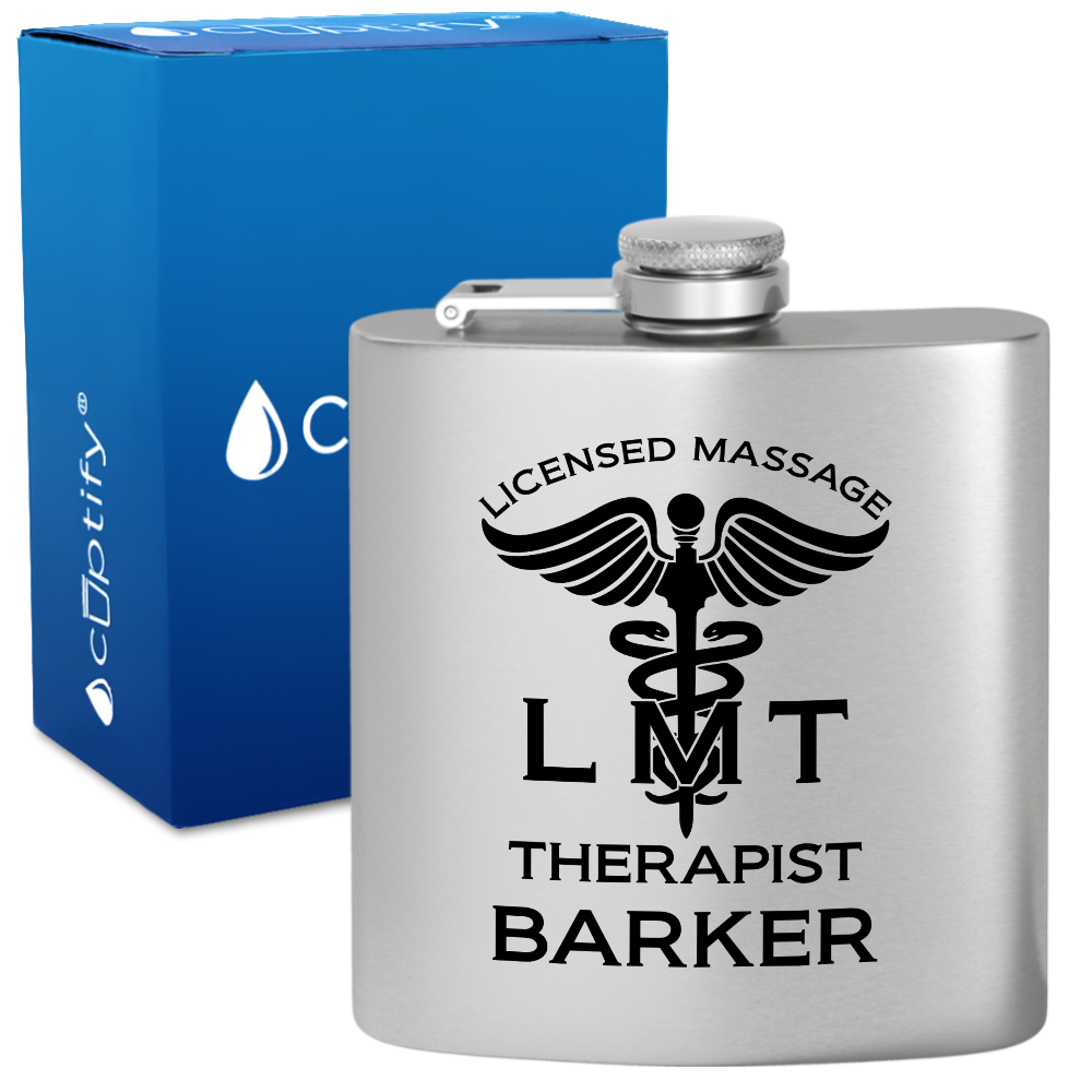 Personalized LMT Licensed Massage Therapist 6oz Stainless Steel Hip Flask