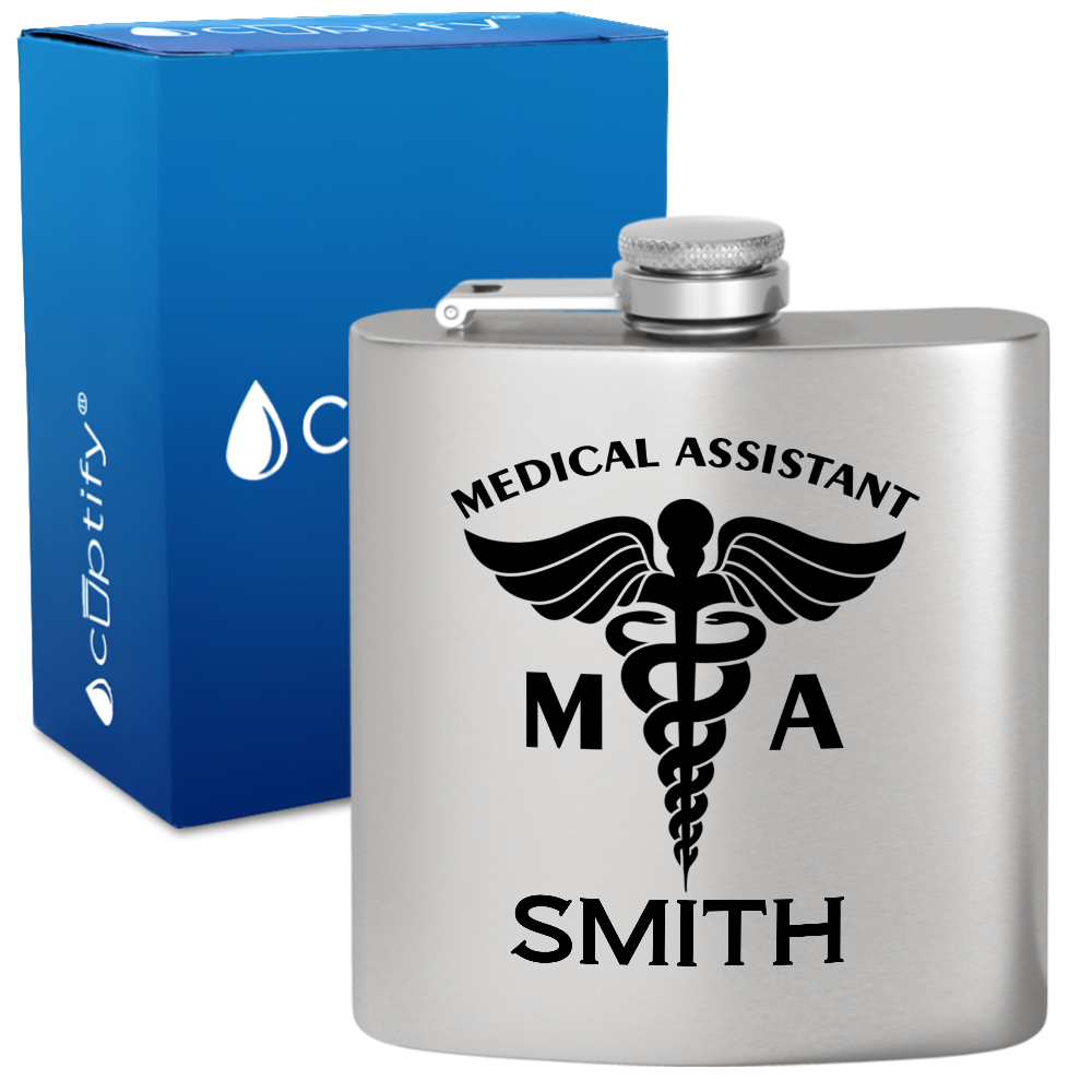 Personalized MA Medical Assistant 6oz Stainless Steel Hip Flask