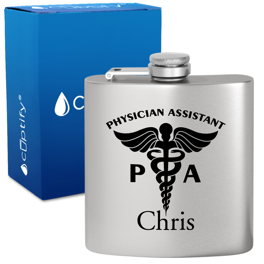 Personalized PA Physician Assistant 6oz Stainless Steel Hip Flask