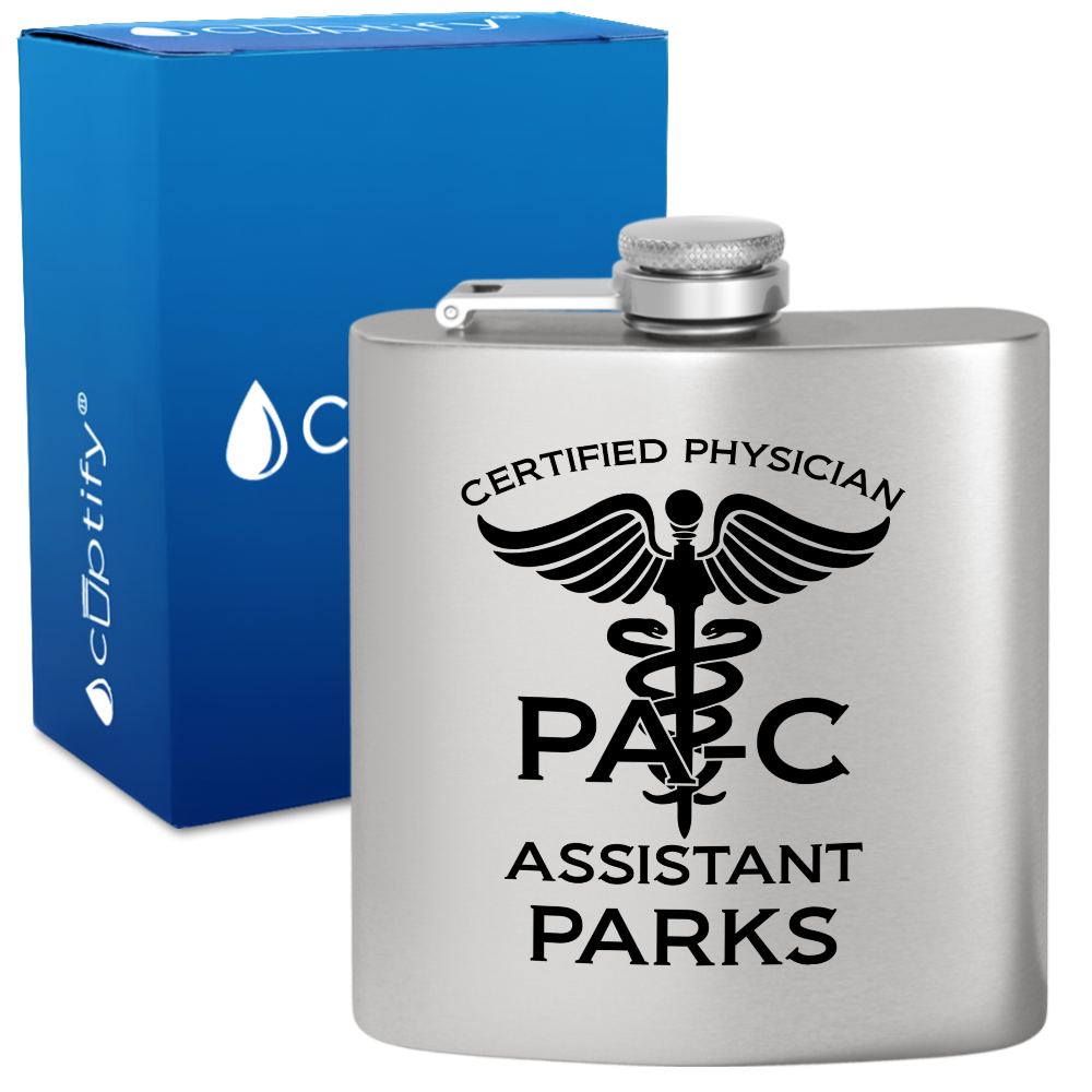 Personalized PA-C Certified Physician Assistant 6oz Stainless Steel Hip Flask