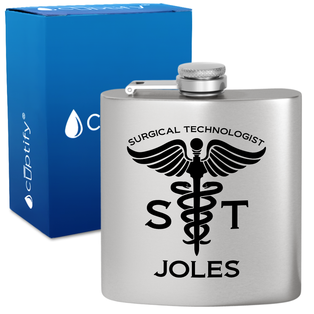 Personalized ST Surgical Technologist 6oz Stainless Steel Hip Flask