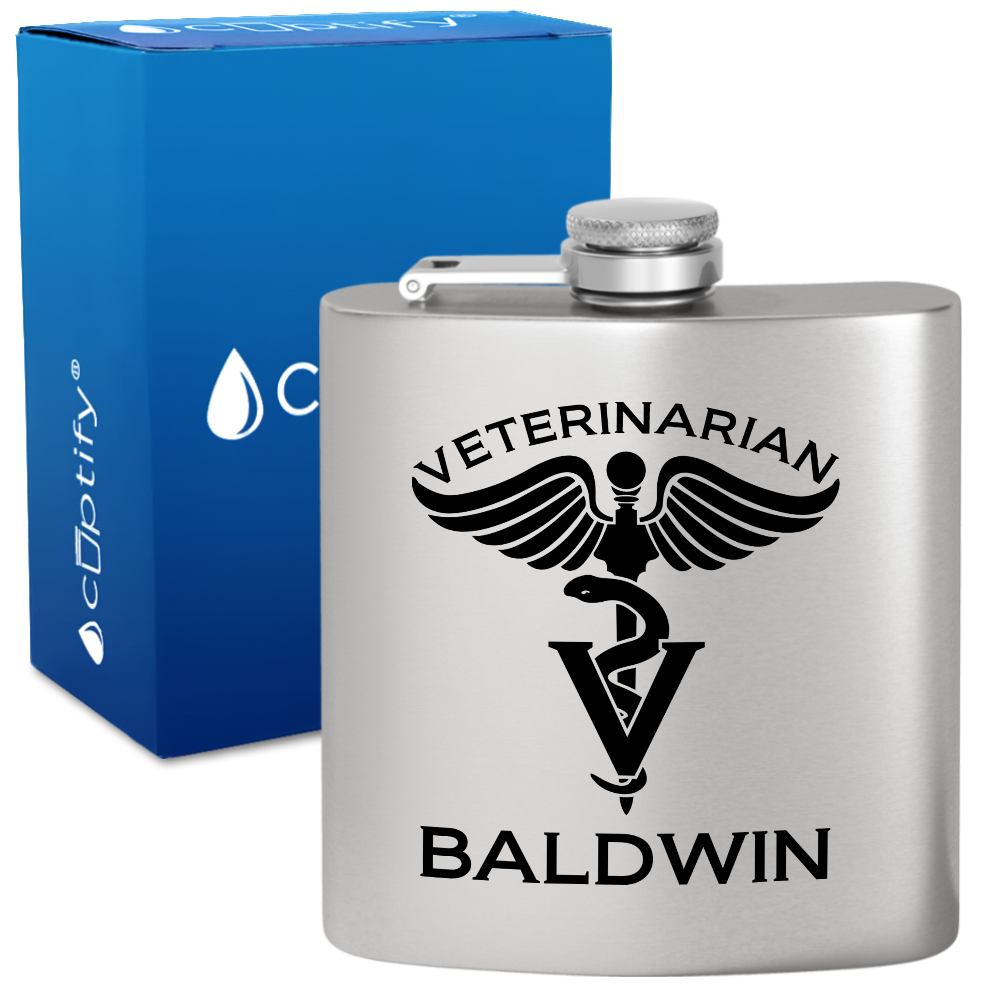 Personalized Veterinarian 6oz Stainless Steel Hip Flask