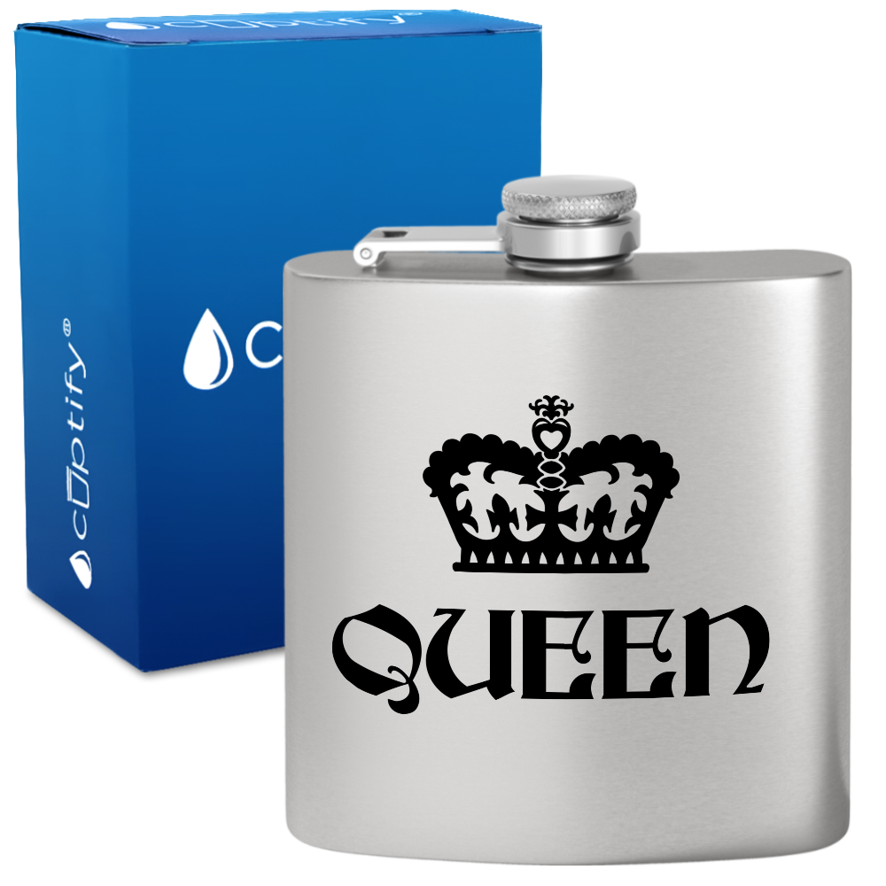 Queen Crown 6 oz Stainless Steel Hip Flask