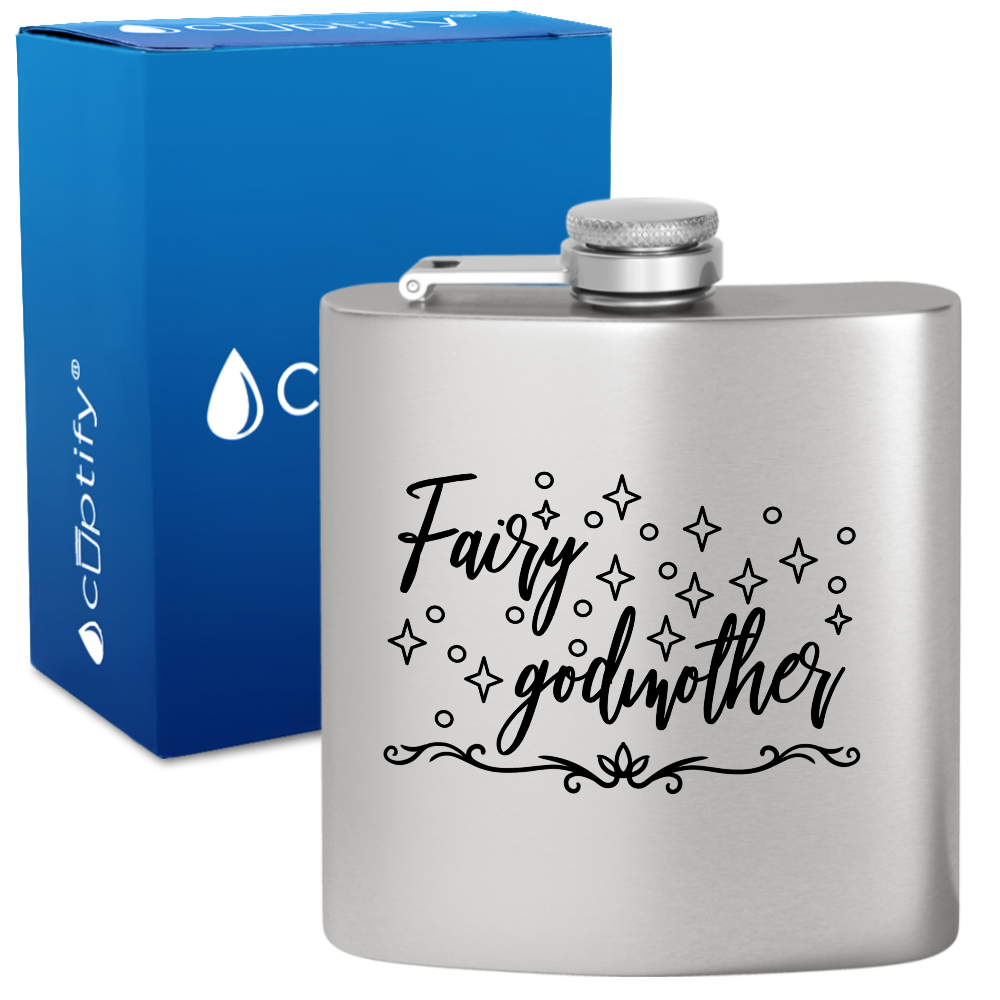 Fairy Godmother 6 oz Stainless Steel Hip Flask
