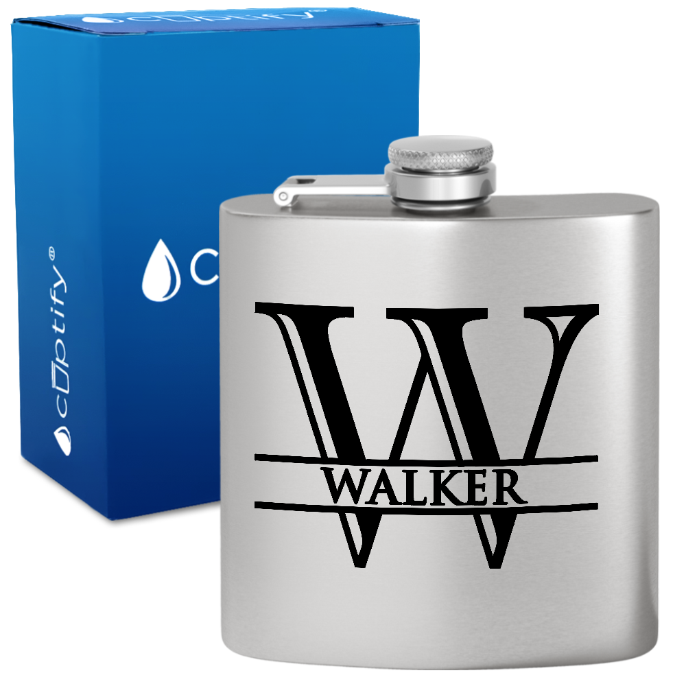 Personalized Split Script 6oz Hip Flask