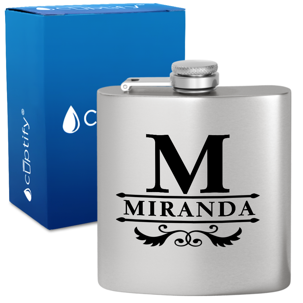 Personalized Initial Style 6oz Hip Flask