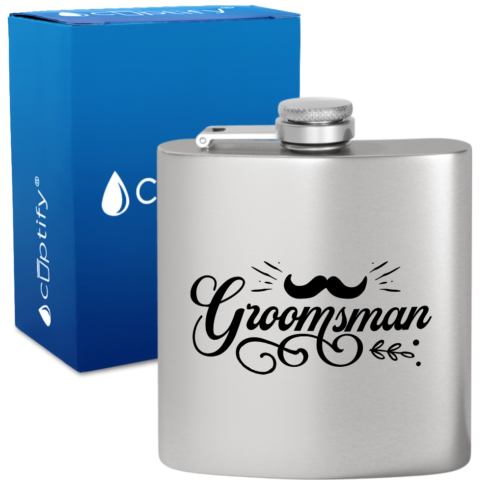 Groomsman Groovy 6 oz Stainless Steel Hip Flask