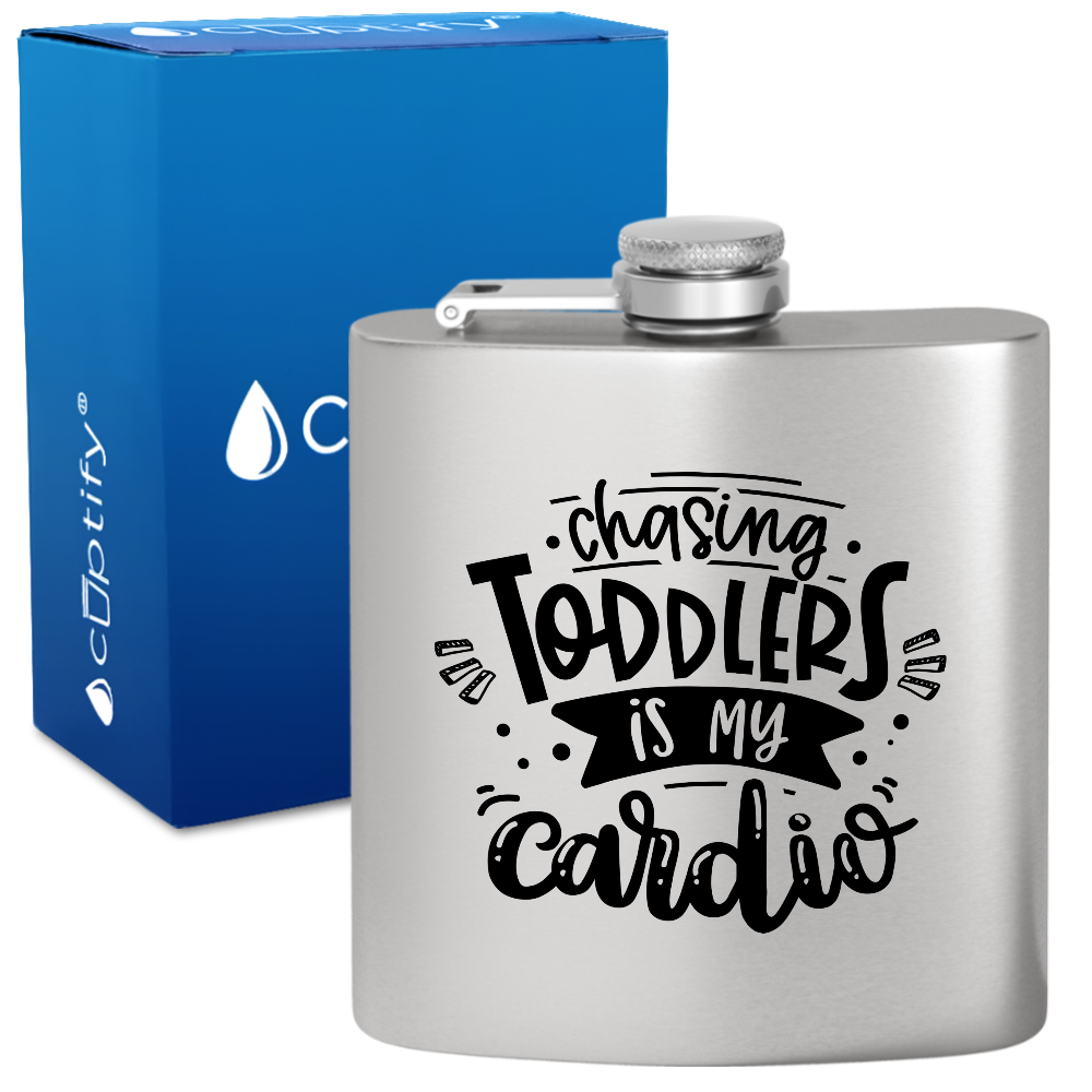 Chasing Toddlers Is My Cardio 6 oz Stainless Steel Hip Flask