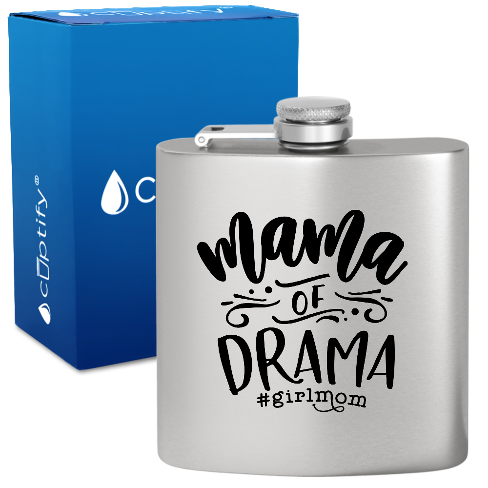 Mama of Drama 6 oz Stainless Steel Hip Flask