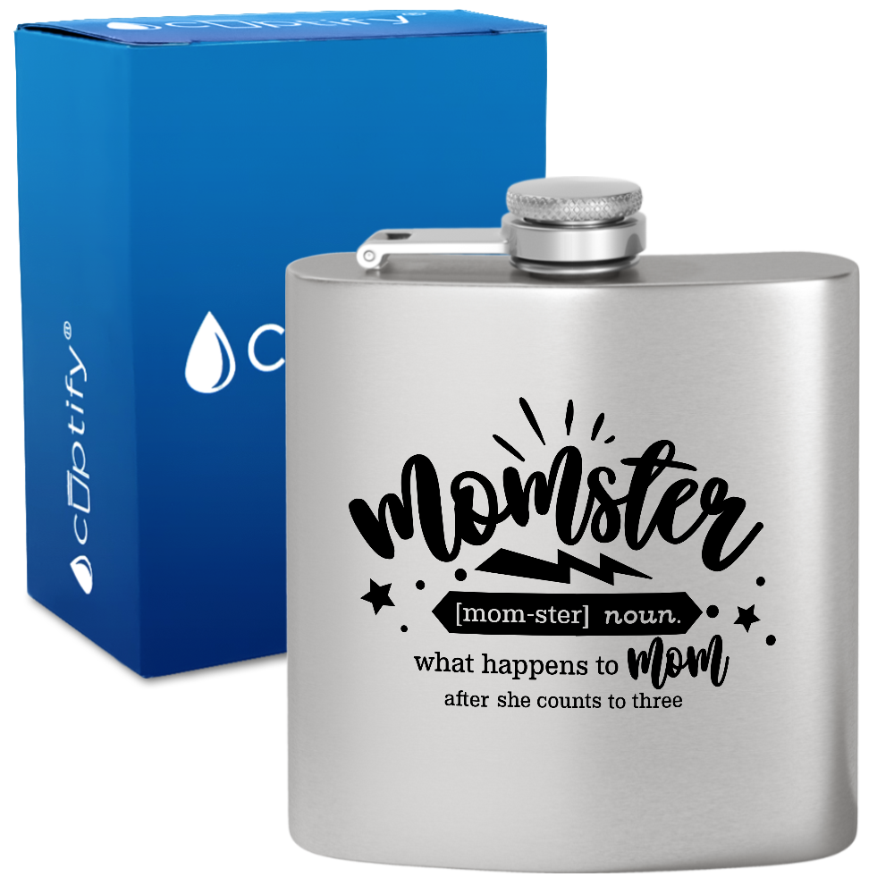 Momster 6 oz Stainless Steel Hip Flask