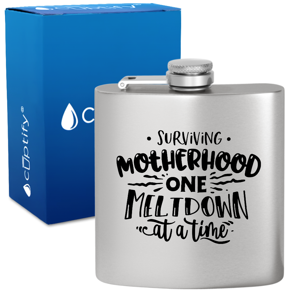 Surviving Motherhood 6 oz Stainless Steel Hip Flask