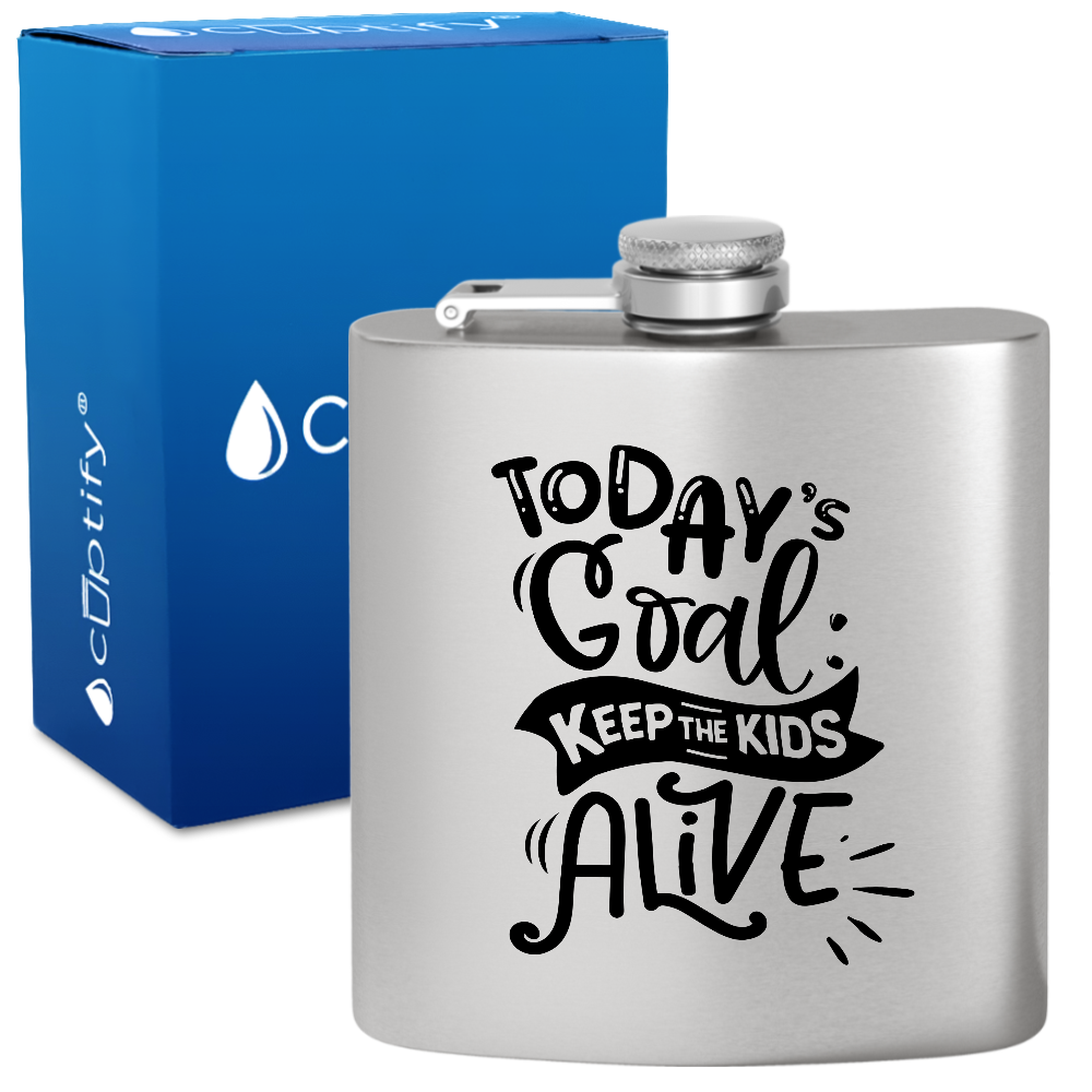 Keep The Kids Alive 6 oz Stainless Steel Hip Flask
