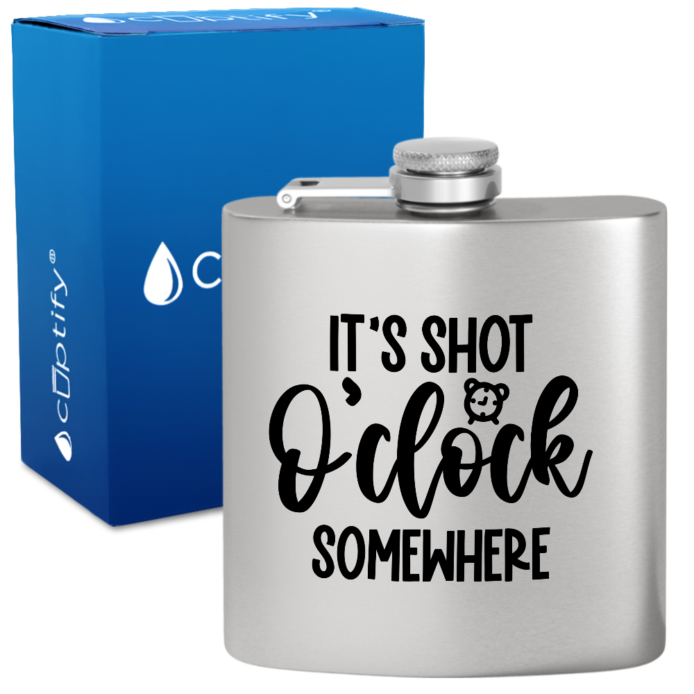 Its Shot O Clock 6 oz Stainless Steel Hip Flask