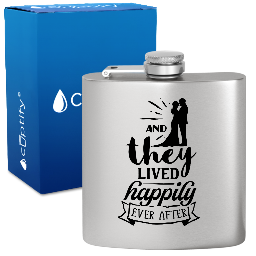 And They Lived Happily 6 oz Stainless Steel Hip Flask