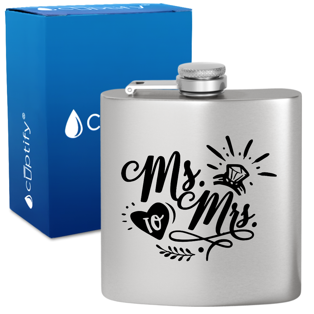 Ms. to Mrs. 6 oz Stainless Steel Hip Flask
