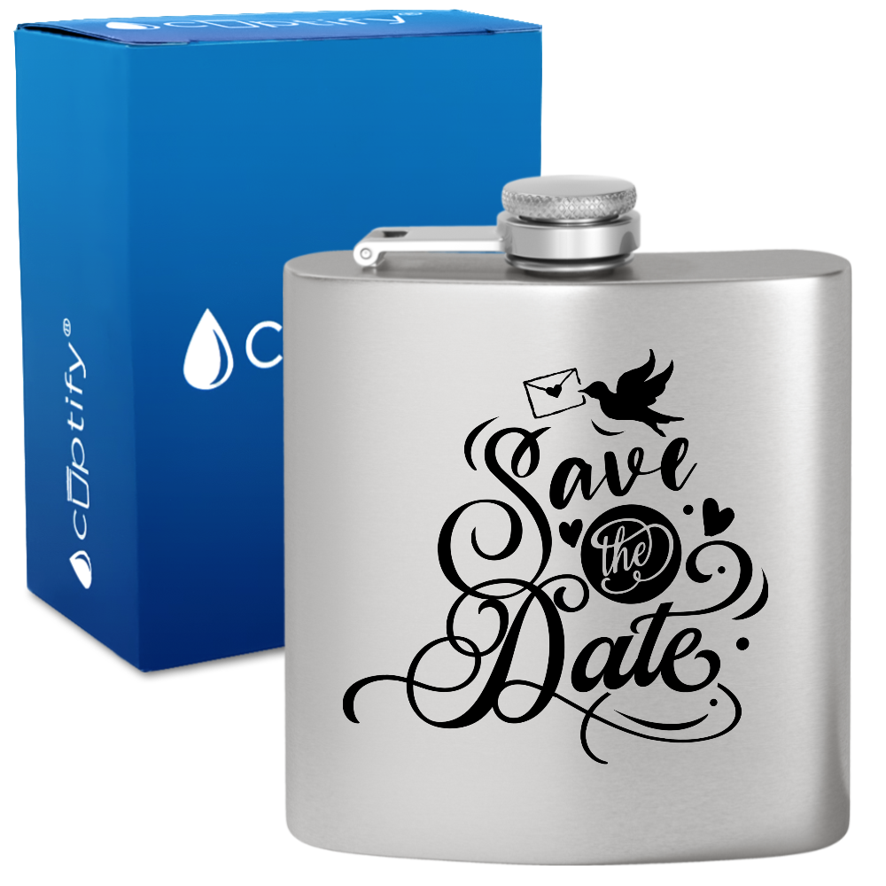 Save The Date 6 oz Stainless Steel Hip Flask