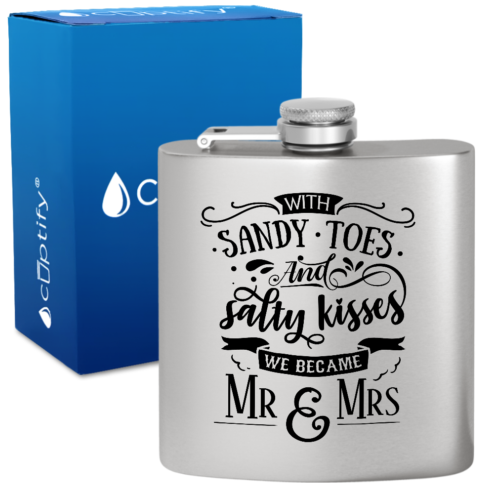 With Sandy Toes 6 oz Stainless Steel Hip Flask