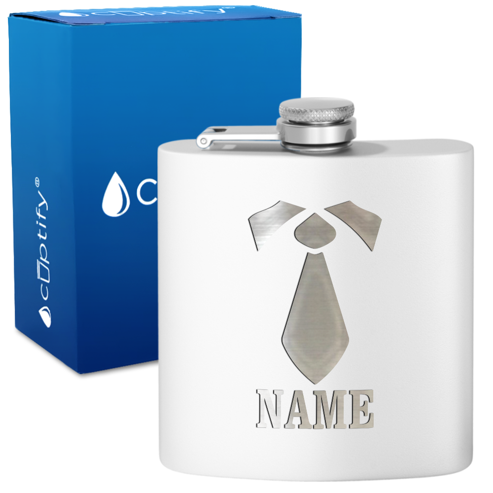 Personalized Neck Tie Groomsmen 6 oz Stainless Steel Hip Flask