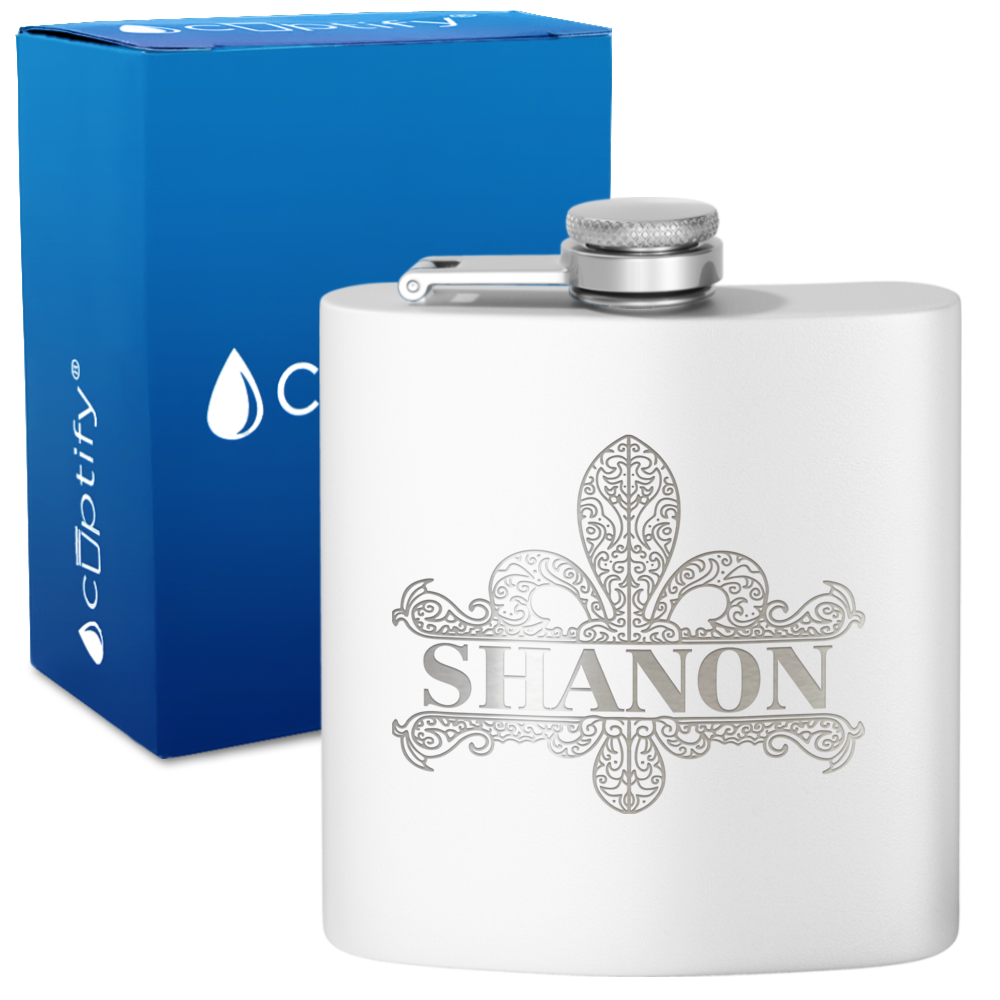 Personalized Fleur de Lis 6oz Hip Flask