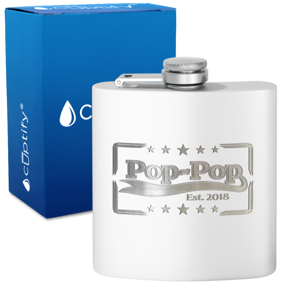 Pop-Pop Est 6 oz Stainless Steel Hip Flask