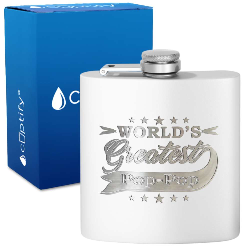 Worlds Greatest Pop-Pop 6 oz Stainless Steel Hip Flask