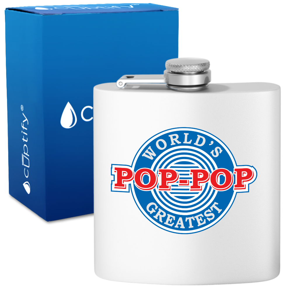 The Worlds Greatest Pop-Pop 6 oz Stainless Steel Hip Flask