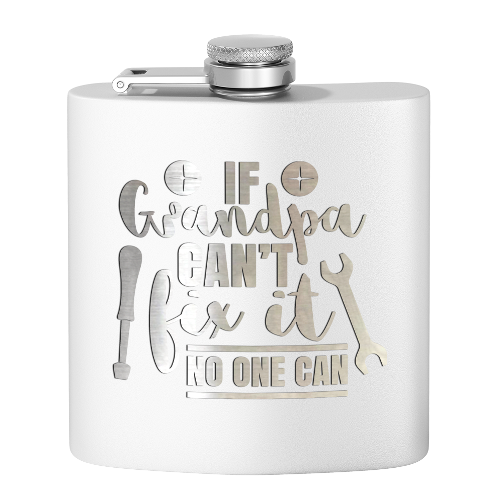 Grandpa Can Fix It 6 oz Stainless Steel Hip Flask
