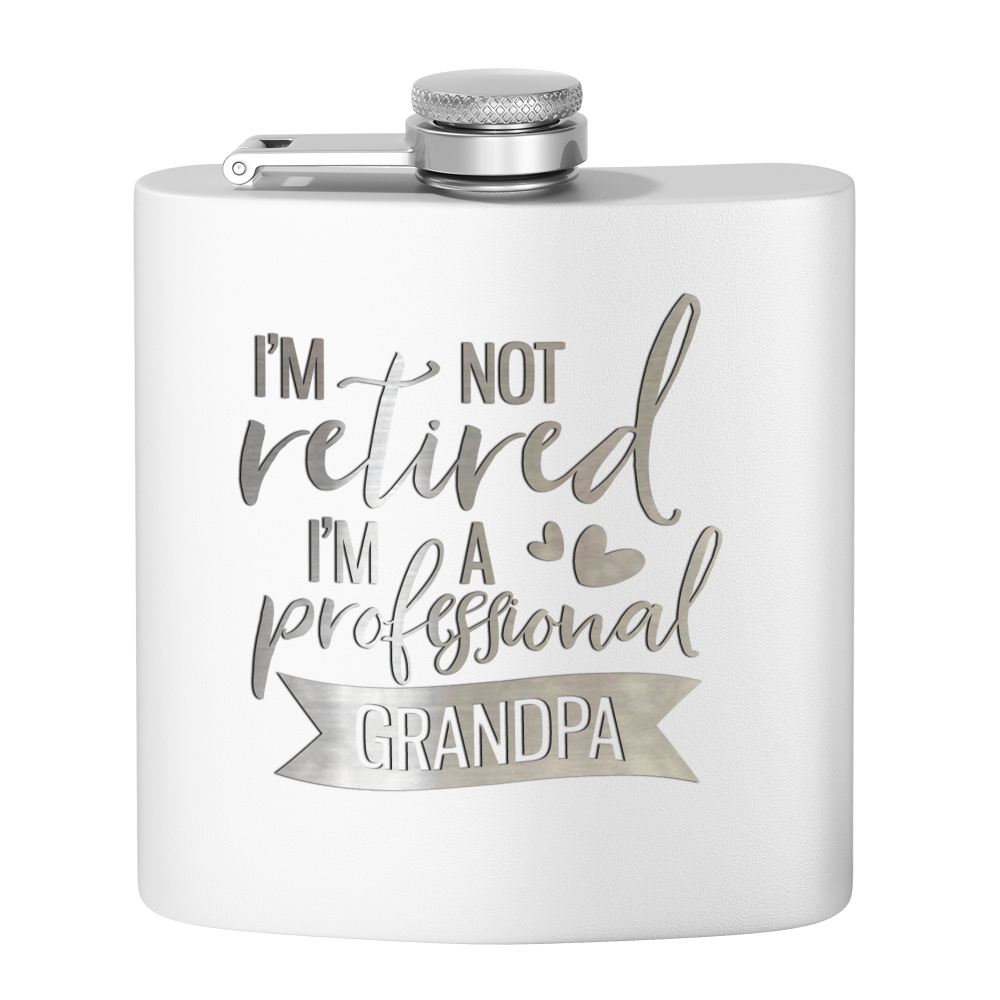 Professional Grandpa 6 oz Stainless Steel Hip Flask