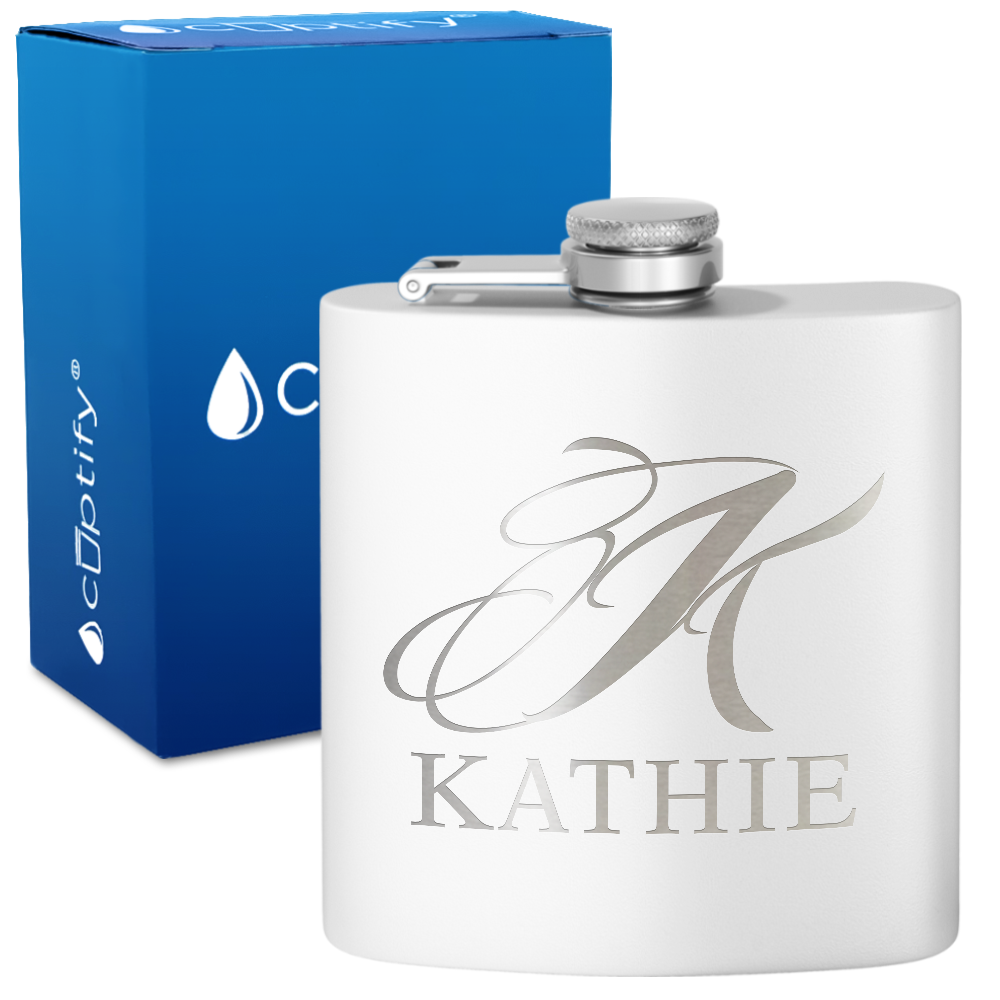 Personalized Script Initial and Name 6oz Hip Flask