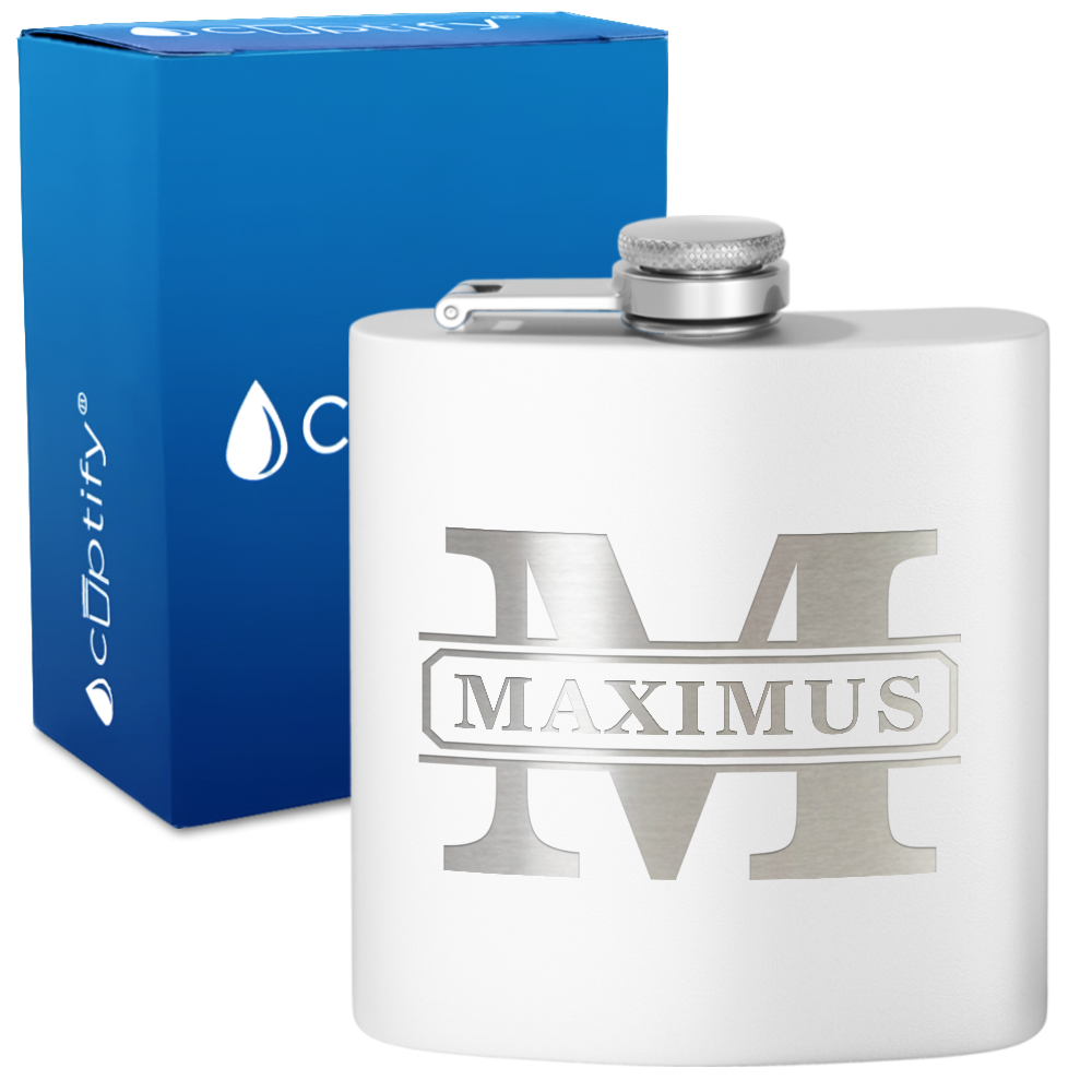 Personalized Vintage Block 6oz Hip Flask