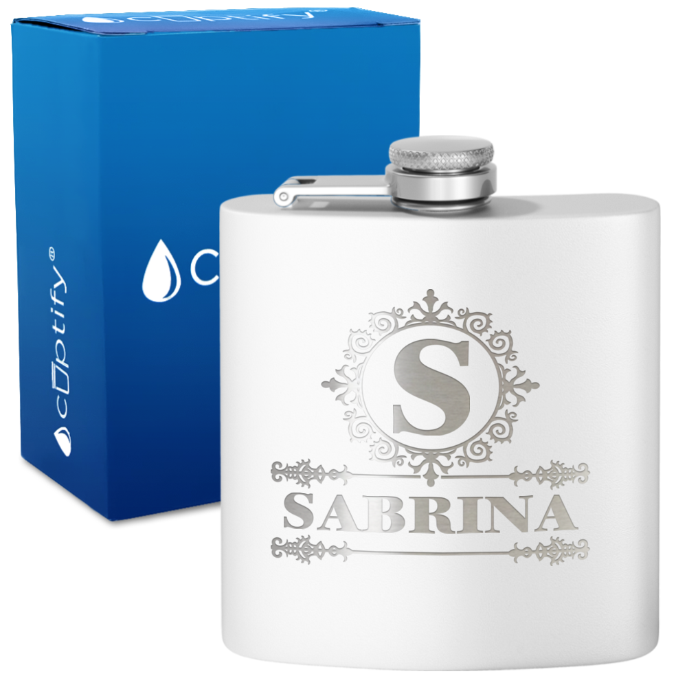 Personalized Ultramodern Initial and Name 6oz Hip Flask